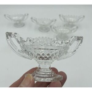 Set Of 6 Vtg Crystal Cambridge  Mt Vernon Nut Cups/ Salt Cellars Footed Handles
